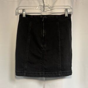 Black Denim Mini Skirt